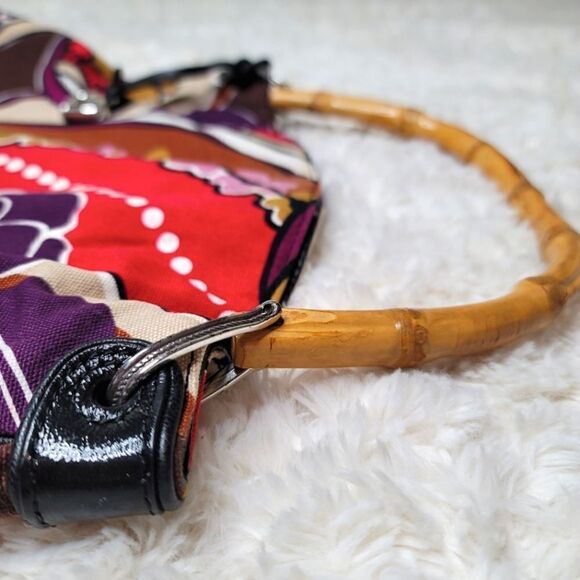 Brighton Baylyn Floral Canvas Shoulder Bag W/ Bamboo Handle - Picture 8 of 15